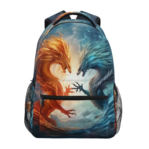 Dragons Backpacks 3rd 4th 5th Grade School Bookbags Travel Laptop Daypack Bag Purse for Boys Girls Teens