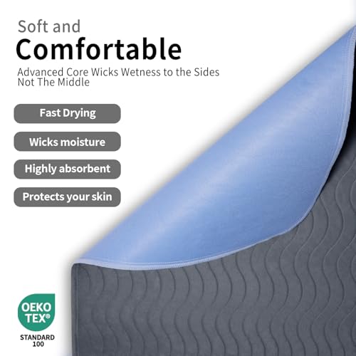Image of Accompagner Incontinence Bed Pads Washable Waterproof, Ultra-Absorbent Reusable Underpads for Diaper Changing, Nursing, Bedridden, Adults, Seniors, Kids and Dogs (Dark Gray, 24 inchx24 inch(Pack of 6))