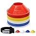GSI Mini Soccer Cones Small Disc Cone for Agility Drills Training Practice Football Soccer Athletics Field Markers with Shoulder Strap - Pack of 40