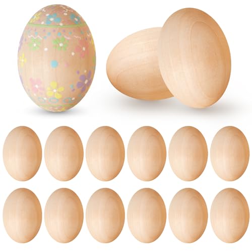 Œufs en bois (15 pcs) réalistes pour bricolage et décoration