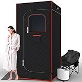 DECOKTOOL Portable Sauna for Home, Sauna Box Sauna Tent with 3L Steamer, Remote Control, Folding Chair and Foot Pad, Full Size Personal Steam Saunas for Home Spa, 15 Levels, Orange