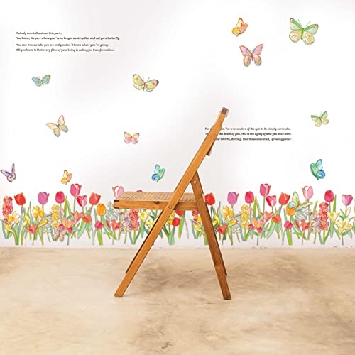 スクウェアショップ インテリア ステッカー 花 室内 チューリップ ウォールステッカー 賃貸OK 北欧 観葉植物 春 ブルーミングガーデン 特大 60×135㎝