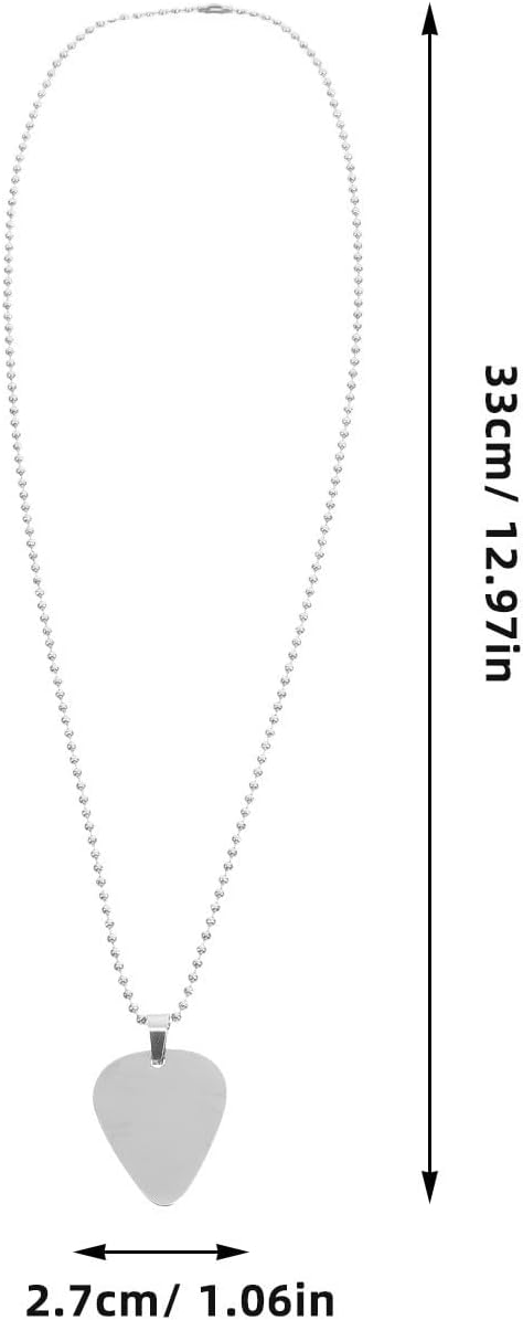 Guitar Pick Holder Necklace Stainless Steel Silver Pendant image 2