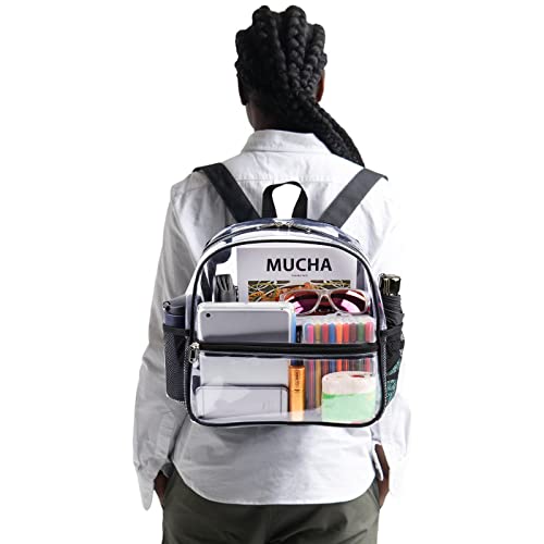 Fomaris Mini Clear Backpack 12X12X6 Stadium Approved Clear Backpacks Small Plastic Transparent Backpack For Sports Outdoor Event Concert (Black) #TOP2