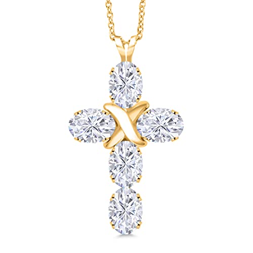 Gem Stone King Cross Pendant Necklace for Women | 18K