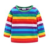 LittleSpring チャッキー tシャツ 子供 長袖 ボーダー カラフル トップス キッズ 男の子 女の子 150