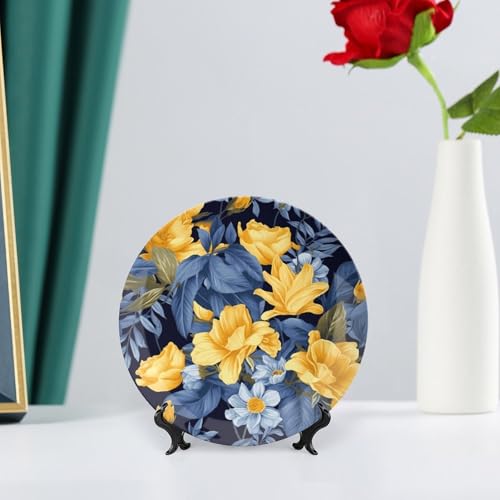 Plato decorativo de porcelana azul con base 6 pulgadas miniatura 6
