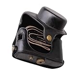 CHICHIYANG Kameratasche aus Leder mit Gurt, Ganzkörper-Kamera-Aufbewahrungstasche für Fujifilm X100V X100F X100T X100S X100, Schwarz