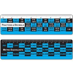 Set of 6 3d Lenticular Conversion Ruler 7" Rufdm-007 Inches and Metric Fractional/Decimal Ruler