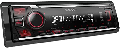 Kenwood KMM-BT408DAB - USB-Autoradio mit DAB+ & Bluetooth Freisprecheinrichtung (Soundprozessor, USB, AUX, 1 x Pre-Out 2.5 V, 4 x 50 Watt, Tastenbeleuchtung rot, inkl. DAB+ Antenne