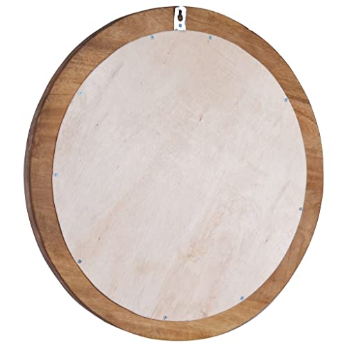 Yuhi-Hqyd Wall Mirror,Fully Handmade,Art Mirror,Vanity Mirror,Used As A Decorative Mirror In Your Living Room, Bathroom, Gallery Wall,Retro Wooden Frame,With Mounting Hook, 23.6" Teak Round #TOP3