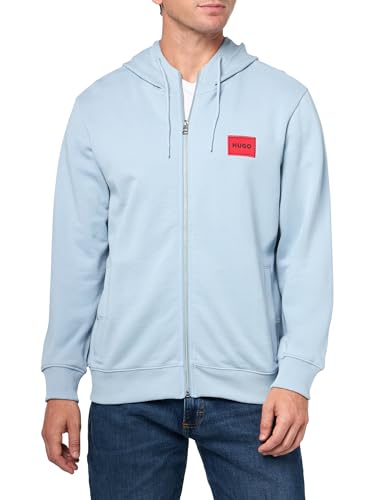 HUGO, Regular Fit Square Logo Jersey Hooded Zip Up Sweatshirt, dust blue, M
