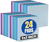 1InTheOffice Sticky Notes 3x3, Sticky Notes Refills, Pastel Color, Assorted, 100 Sheets/Pad, 24...