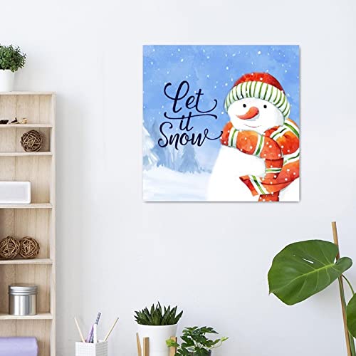 Panneau en bois de ferme Let It Snow avec impression primitive durable 40cm - 6