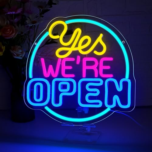 Image of Open Neon Sign Dimmable LED Neon Light for Business Storefront Decor Colorful Open Sign Neon Light for Bar Cafe Restaurant Decor Commercial Shop Sign Size 13.7 * 13.2in(XD323)