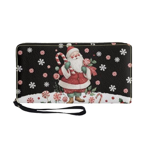 Image of Bulopur Christmas Wallet for Women Rfid Blocking Zip Around Wristlet Wallet for Ladies PU Leather Waterproof Travel Wallet Passport Holder Ladies Handbags Gifts for Her, Santa Claus