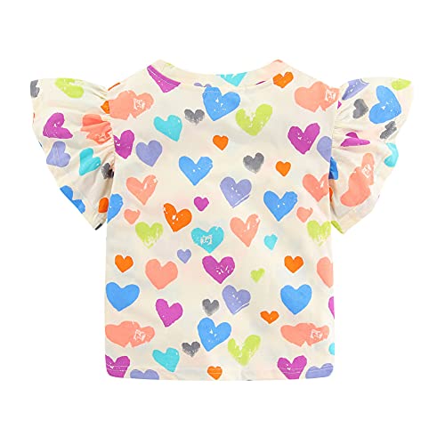 LittleSpring Girls Short Sleeve Tshirts Ruffle Sleeve Summer Tees2