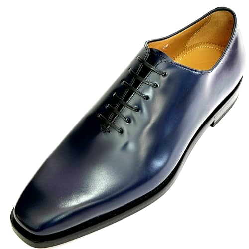 Genuine Geoffrey Navy Blue Leather Oxford Men's Welted Dress Shoes (Salvatore