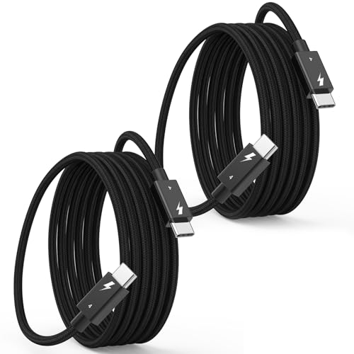 Thunderbolt 4 Cable,2Pack[IntelCertified]6.6FT Long USBC to C Cable,240W Fast Charging,Support 8K/4K Display,40Gbps Nylon TypeC USB 4 Data Thunderbolt 3/4 Cord for iPhone Air/17/16/15,MacBook,iPad Pro