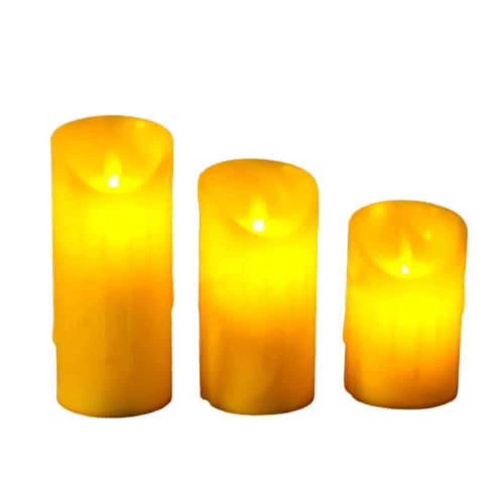 3Pcs LED Tea Lights Candles Battery Operated Romantic Realistic Flickering Flameless LED Candles With Malted Edge Design Votive Candles for Home Tealight Dinner Wedding Party Décor