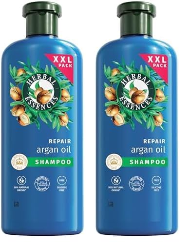 Herbal Essences Champú Reparador Aceite Argán 680ml Pelo Dañado. Hidratación Intensa. De Origen Natural. Sin Siliconas (Paquete de 2)
