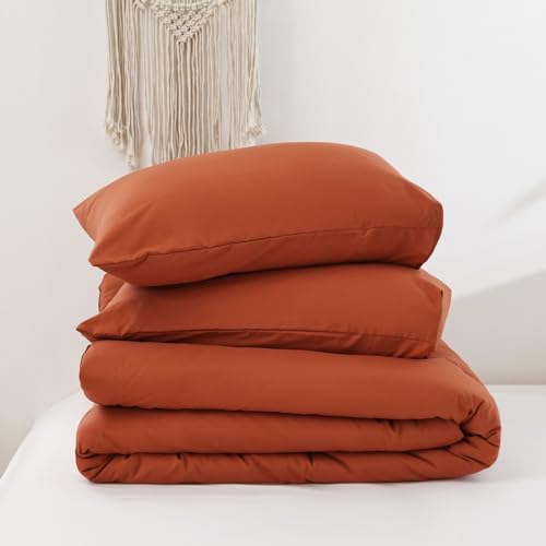 Image of ROSGONIA California King Comforter Set Burnt Orange,3pcs(1 Boho Terracotta Cal King Comforter & 2 Pillowcases),All Season Rust Blanket Quilt Oversized