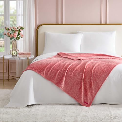 Image of Betsey Johnson - Reversible Plush Throw 50x70, Blanket for Bed or Couch | Soft Plush Fabric, Cozy Warmth, Leopard Print Design, 50x70 Size, Machine Washable