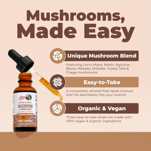 Image of MARYRUTH'S Mushroom Complex | Lion's Mane | Turkey Tail | Reishi Mushroom | Shiitake Mushrooms | Alcohol Free | Mushroom Blend | Organic | Non-GMO | Vegan | 30 Servings