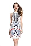 VertHome Sleeveless Halter Neck Mini Dress Geometric Pattern Sheath Dress