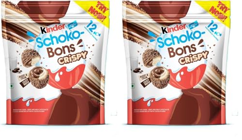 Image of Dave's American Food Kinder Joy Schokobons Crispy 12Pcs, Milk And Cocoa Flavor,67.2Gm (Pack of 2)