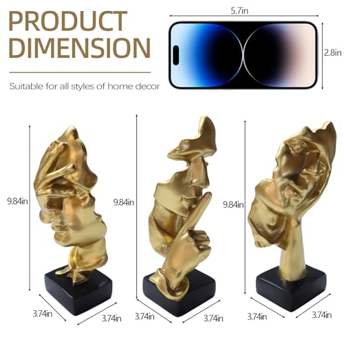 Estatua Grande 3 Pzs Pensador Resina Dorada Moderna miniatura 5