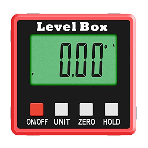 デジタル角度計 デジタル傾斜計 アングルメーター レベルボックス デジタルレベル 水平器 レベラーマグネット付き 自動電源オフ4x90°LCDバックライト付き 強力磁石付き 防水 小型 角度計 傾斜計 (単品)