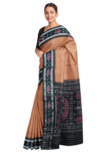 Image of COTTONSILK & KHANDUAPATA Odisha Sambalpuri Handloom Ikat Women Cotton Saree, Odisha Handloom Handmade Pure Cotton Khandua Saree, Ikkat Orissa Traditional Handloom Saree Without Blouse 430