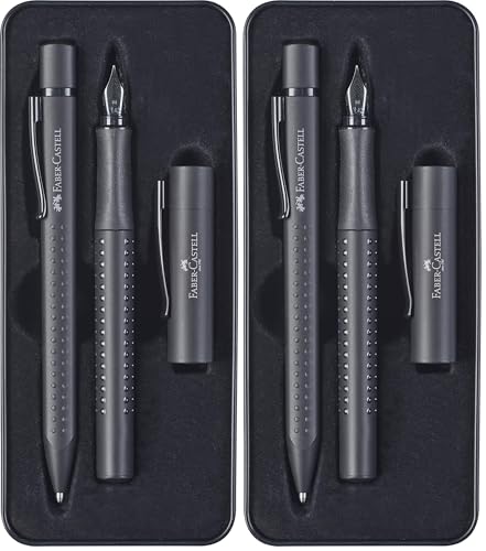 Stylo plume M et stylo bille XB Faber-Castell Grip Edition All Black avec étui