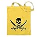 Kiwistar Piraten Schädel Tragetasche Baumwolltasche Stoffbeutel Umhängetasche Langer Henkel