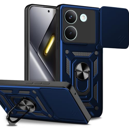 Image of AESTMO Tough Armor Mi Redmi Turbo 5 5G / Poco X8 Pro 5G Bumper Back Case Cover | Ring Holder & Sliding Camera Shield Cover | 360 Degree Protection Back Case Cover (Blue)