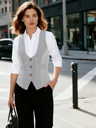 Image of GRACE KARIN Women's Suit Vest Top, Dressy Casual Sleeveless Button Waistcoat, Fromal Steampunk Blazer for Work Office