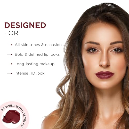Image of Oshea Colors HD Matte Finish & Highly Pigmented Long Lasting Creamy Lipstick | Lightweight Formula Enriched with Castor Oil & Jojoba Seed Oil | Free from Paraben (Brownie with Ice cream 09) 1.2g