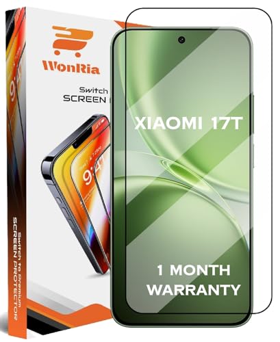 Image of WonRia Pack 1 - Tempered Glass for Xiaomi 17T 5G [1 Month Warranty] Edges to Edge 9H Hardness Screen Glass Protector with Easy Installation kit