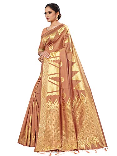 Image of AKHILAM Women's kanjivaram silk saree Saree with Unstitched Blouse Piece (Free size Light Green DRVR123H)