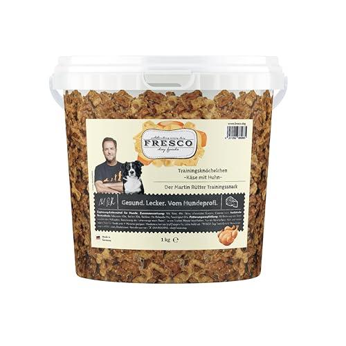 FRESCO Dog Martin Rütter Trainingsknöchelchen Käse und Huhn 1kg | Hundeleckerlies | aus frischem Fleisch und Käse | 100% frische Zutaten | für Belohnung, Training und als Snack für Zwischendurch