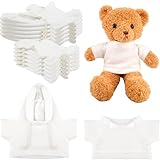 12 Pcs Sublimation Bear Clothes Stuffed Bear Toy Clothing Stuffed Animal Blank Tee Shirt White Hoodie for 15 Inch Stuffed Bears Dolls DIY (Color Style 1)