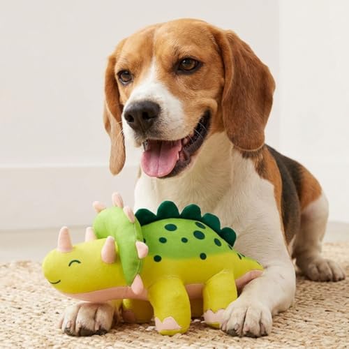 Image of Mutt of Course Jurassic Triceratops Squeaky Dog Toy | Interactive Plush Plaything | Fun Chew Accessory for Large Breeds and Puppies