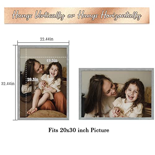 Frametory, 20X30 Poster Frame Grey Distressed Grain Style Frames For 30 By 20 Picture Or Photo- Wide Moulding Design With Acrylic Glass - Wall Display Hanging(2 Pack) #TOP4
