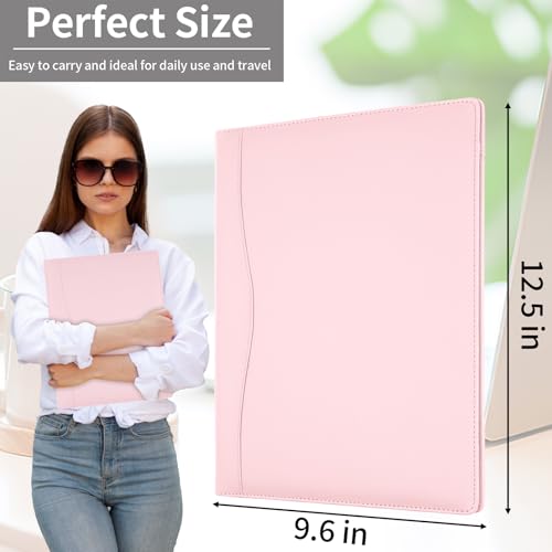 Image of Professional Padfolio Portfolio Binder, Faux Leather, Pink