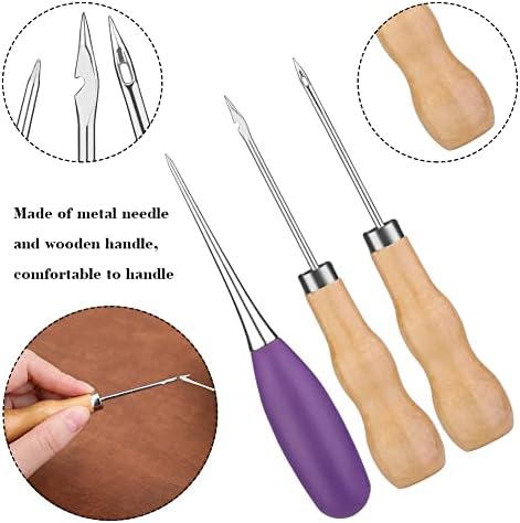 BUOKKON 40 Pcs Leather Sewing Kit Sewing Kit Include Leather Hand Sewing Needles Sewing Thread Stitching Awl and Tape Measure Leather Stitching Kit for Leather Craft DIY
