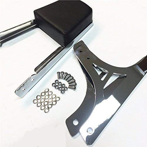 NBX- Motorcycle Black Flame Backrest Sissy Bar With Leather Pad for Compatible with Harley Davidson Softail Flstc Flstf Flstn Flsts FLSTSC FXST FXSTB FXSTS FXSTSB