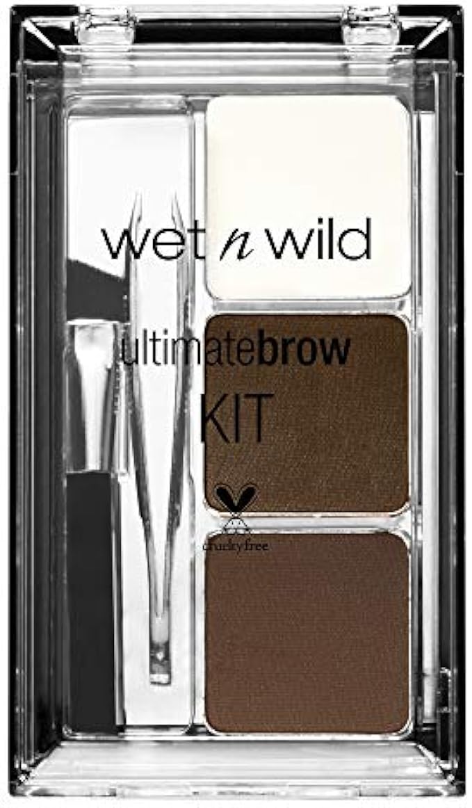 Wet N Wild Ultimate Eyebrow Makeup Kit, Eyebrow Powder Dark Brown, Brow Hair Removal Tweezers, Wax, Brush