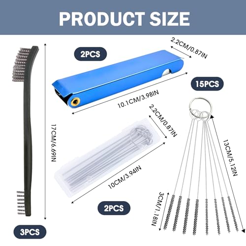 Image of Carburetor Cleaning Kit, Welding Tip Cleaner Set & Carb Cleaner Tools with 26 Cleaning Wires Set 8 Cleaning Needles 3 Double-Ended Polishing Brush for Automotive, Motorcycle, ATV Maintenance