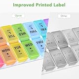 Opret Weekly Pill Organiser, Small Pill Box 7 Day 2 Times a Day for AM PM, Portable Travel Tablet Organiser with 14 Removable Compartments, for Vitamins Supplements Medication (Multicolor) - Image 5